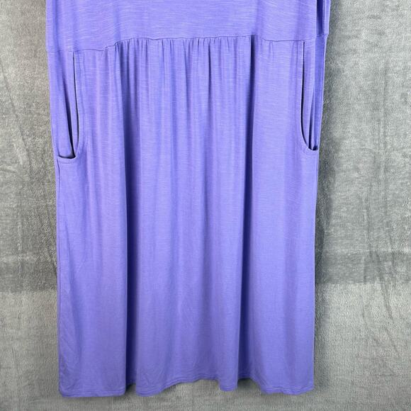 J Jill Dress Womens Med Purple Stretch Pockets Short Sleeve Beach Vacation Boho - Picture 3 of 14